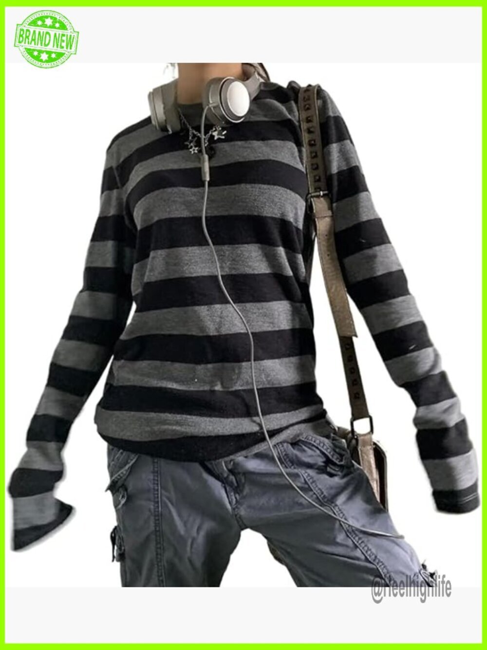 Y2k Grunge Striped Long Sleeve T-Shirt Streetwear Top
